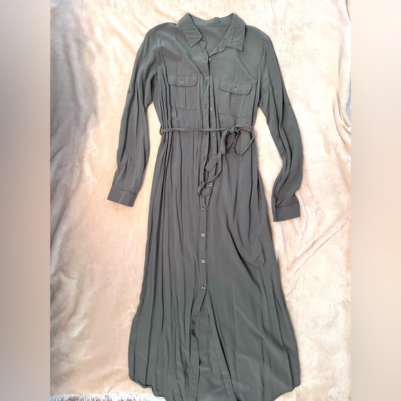 Green Military Style Maxi Dress - Size Medium - Picture 1 of 3